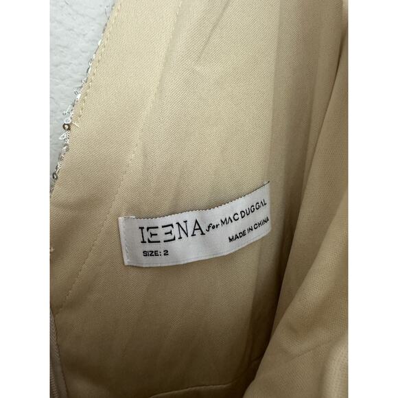 New Ieena For Mac Duggal Silver Sequined V-Neck Dress 26496 Size 2 - Picture 6 of 10